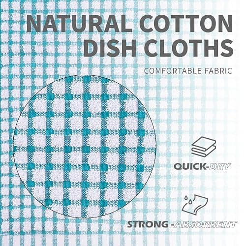 Oeleky Kitchen Dish Rags for Washing Dishes, 100% Cotton Dish Cloths | Good absorption, for cleaning drying wiping, dish cloths ,quick dry, 100% cotton,12x12 inches, pack 8, small dish towels thumbnail 5