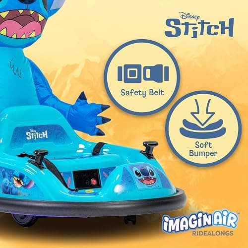 ImaginAir 6V Stitch Toys Kids Bumper Car - Kids Electric Ride On Car, Toddler Toy, Auto-Inflated, Parent Remote Control, 360° Spins, LED Lights, 1MPH Speed, Max Weight of 66lbs, Age 1.5-4yrs thumbnail 6