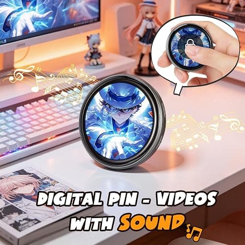 Digital Pin, Digital Badge with Audio Speaker & Touch Screen LED Display, Customizable Anime Style Wearable, Smart Button for FIFA World Cup Footbal Party, Cosplay and Fandoms（For <10s MP4, Images） thumbnail 3