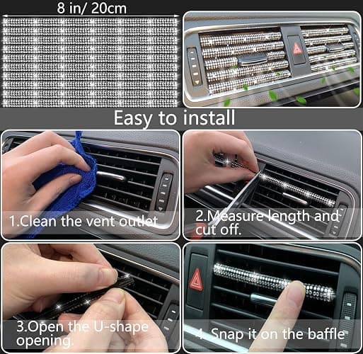 NBTEPEM 27 PCs Bling Car Accessories Set for Women, Steering Wheel Covers Universal Fit 15 Inch, Bling License Plate Frame, Bling Phone Holder, Bling Car Coasters (Silver Diamond) thumbnail 6