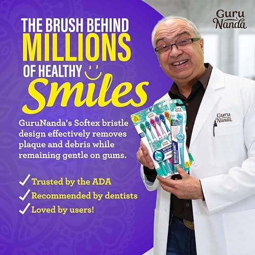 GuruNanda Butter On Gums Toothbrush, ADA Accepted, with 8000+ Ultra Soft Softex Bristles for Sensitive & Receding Gums, Perfect for Whiter Teeth, 8 Ct thumbnail 6