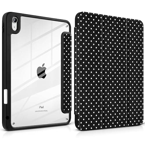 MEEgoodo Case for iPad A16 11th Generation 11 inch 2025/10th Gen 10.9 inch 2022, Cover with Transparent Acrylic Back Shell,Tablet Case with Pencil Holder+Auto Wake/Sleep+ Stand, White Polka Dot - Image 1