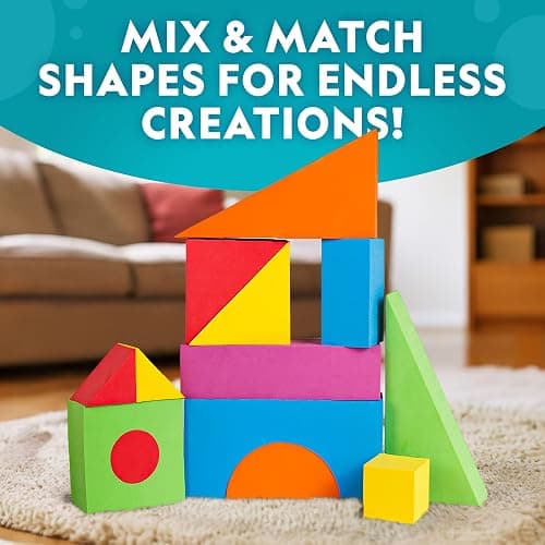 National Geographic Kids Jumbo Foam Building Blocks 30-Piece Set | Soft Stackable Blocks, Storage Bag, Early Learning, Sensory Building Toy, Indoor Play, Toddlers and Preschoolers thumbnail 5