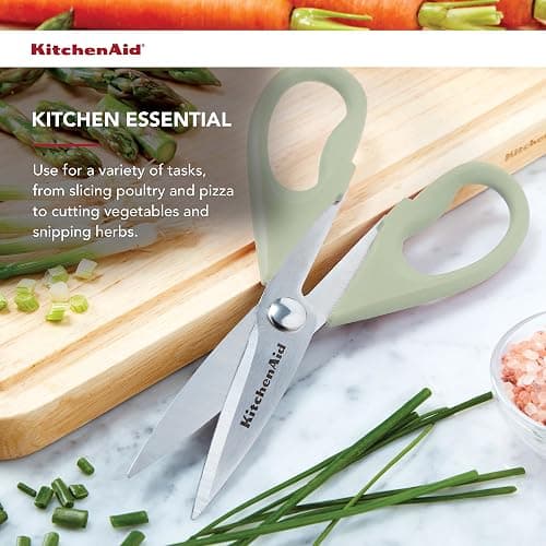 KitchenAid All Purpose Kitchen Shears with Protective Sheath Durable Stainless Steel Scissors, Dishwasher Safe, Soft Grip Comfort Handle, 8.72 Inch, Pistachio thumbnail 3