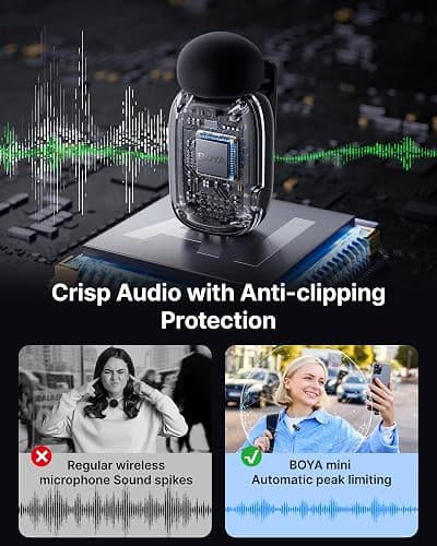 BOYA mini Wireless Lavalier Microphone for Android/Tablets/PC with USB C Plug,Noise Reduction,30H Battery Life with Charging Case,AI Voice Changer,Lapel Microphone Wireless for Video Recording Podcast thumbnail 8