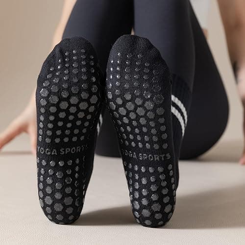 Luu Xianliang Yoga Socks with Non-Slip Grips for Women - 4 Pairs Pilates, Barre, Gym, Dance Workout Anti-Skid Socks thumbnail 2
