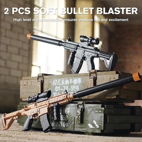 2 Pack Manual Toy Blaster Soft Foam Bullets, Manual Blaster Shooting Game, 18+ (Manual 2 Pack) thumbnail 3