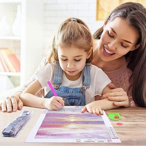 NAIMOER Diamond Painting Kits for Adults, DIY 5D Full Drill Round Diamond Art Beach Sunset Heart Crystal Diamond Art for Home Wall Decor (Diamond Painting 12x16 inch) thumbnail 5