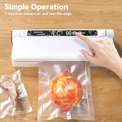 Food Vacuum Sealer Machine, 75KPA Strong Suction, Dry/Wet Modes, 20 Vacuum Seal Bags for Food, Digital Countdown Timer, Compact Lightweight, Ideal for Home Kitchen Use thumbnail 4