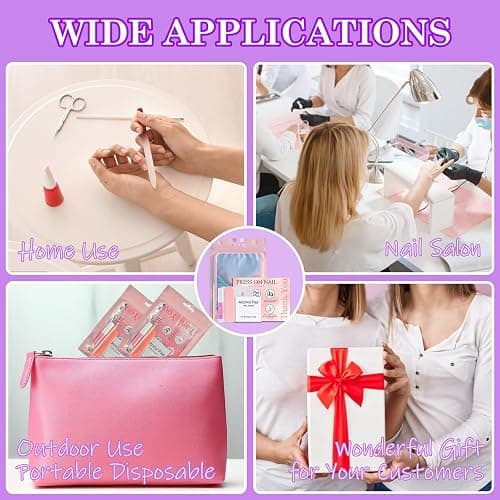 Disposable Nail Supplies Kits,Professional Manicure Press On Nail Tool Kit with Nail File,Adhesive Tabs,Nail Glue,Sticks, Prep Pads,Bags,Cards for Nail Business (350pcs50set-pink) thumbnail 5