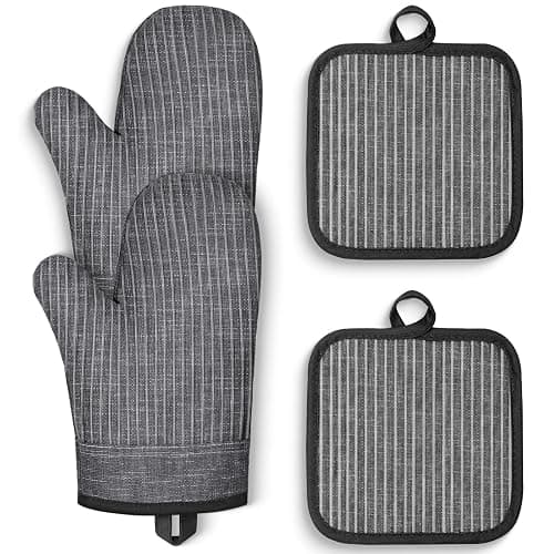 CUSIRA Oven Mitts and Pot Holders, Silicone Oven Gloves, 500 F Heat Resistant Oven Mitts Sets, Non-Slip Silicone Textured Grip, Darkgray - Image 1