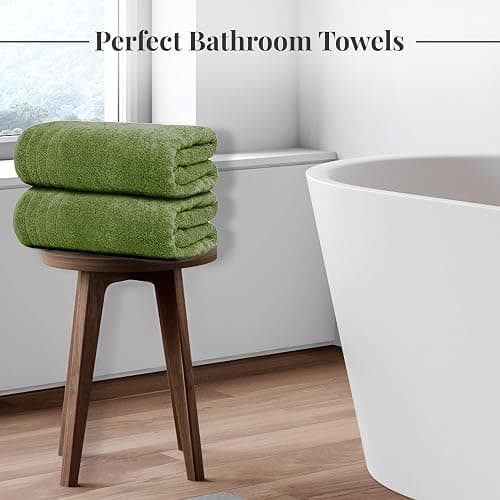 Tens Towels Pack of 4 Extra Large Bath Towels 30 x 60 Inches, 100% Cotton, Larger & Lighter Weight, Quicker to Dry, Super Soft and Absorbent, Perfect for Bathroom, Green thumbnail 5
