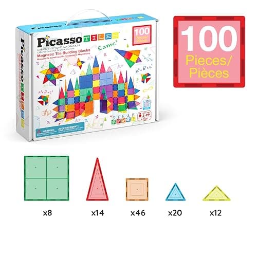PicassoTiles 100 Piece Set 100pcs Magnet Building Tiles Clear Magnetic 3D Blocks Construction Playboards, Creativity Beyond Imagination, Inspirational, Recreational, Educational Conventional thumbnail 7