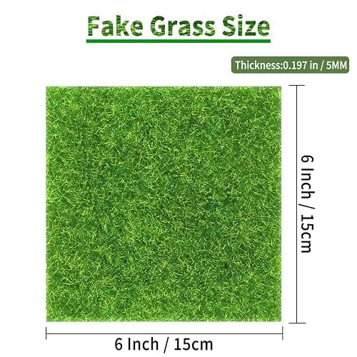 KAEZDD 4 Pcs 6 X 6 Inch Fake Grass Decor for Crafts, Artificial Grass for Miniature Ornament Projects, Model Turf Grass for DIY Fairy Garden Accessories and Decor Kit thumbnail 3