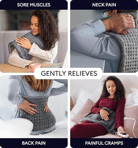 GENIANI Electric Throw - XL Electric Heating Pad for Back Pain & Cramps Relief, Birthday for Women Men Auto Shut Off, Machine Washable, Heat Pad for Neck & Shoulder, 12×24", Tabby Gray thumbnail 2