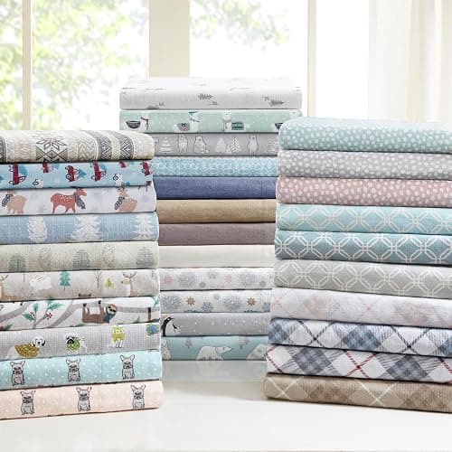 True North by Sleep Philosophy Cozy Flannel Warm 100% Cotton Sheet - Novelty Print Animals Stars Cute Ultra Soft Cold Weather Bedding Set, Twin, Blush Dots 3 Piece thumbnail 8