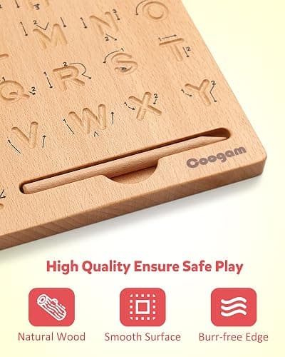 Coogam Wooden Alphabet Tracing Board thumbnail 6