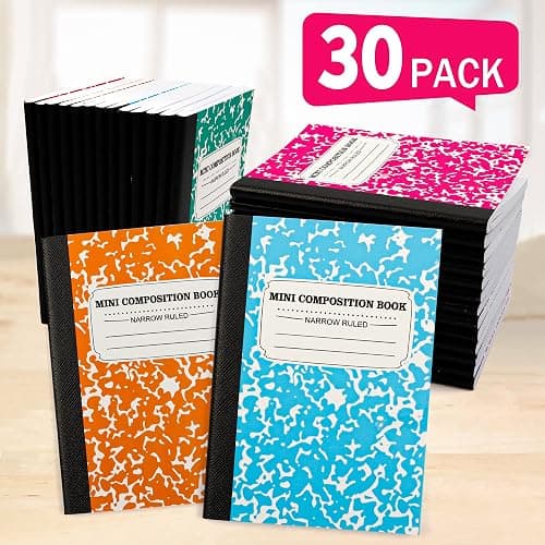feela Mini Composition Notebook, Cute 30 Pack 5 Pastel Colors Narrow Ruled Mini Composition Books Bulk, Small Pocket Marble Journal Notebooks for Kids Students College, Pocket Size 4.5 x 3.25 in thumbnail 4