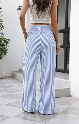 Sampeel Wide Leg Pants Woman High Waist Trousers with Pockets Casual Lounge thumbnail 4
