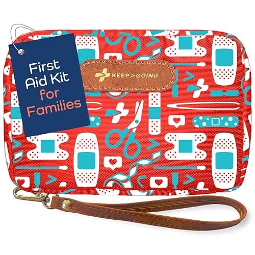 KeepGoing Travel First Aid Kit for Kids – 130 Pc. for Car, Home, Purse, Diaper Bag & Backpack with Latex-Free Bandages - Mini First Aid Kit Travel Size TSA-Approved - Image 1