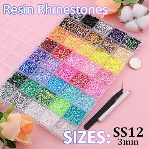 40000Pcs 40 Colors Jelly Rhinestones for Bedazzling, 3mm Multicolor Resin Flatback Gems for Diamond Art, Bedazzler Kit with 3Pcs 10ml B7000 Jewelry Glue for Bedazzle Thing Crafting Book Nail Art thumbnail 2