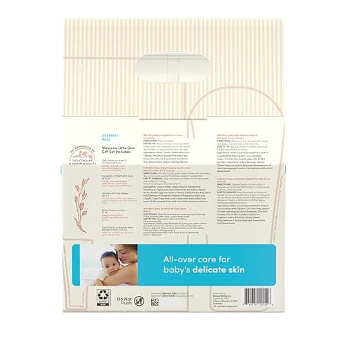 Aveeno Baby Welcome Little One Gift Set, Skincare Set with Nourishing Body Wash & Shampoo, Calming Bath Wash, All Over Wipes, Daily Moisturizing Lotion, & Balm, 5 Items thumbnail 8
