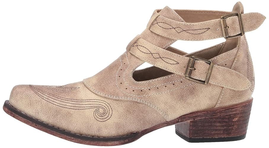 ROPER Womens Willa Embroidery Snip Toe Casual Boots Ankle Low Heel 1-2" - Brown thumbnail 14