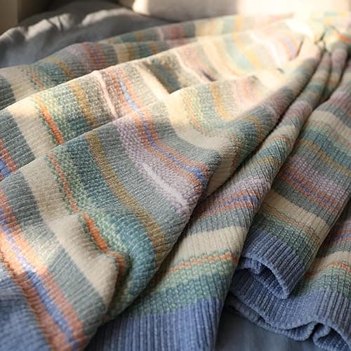 Itigoitie Soft Chenille Yarn Throw 36"x48", Handmade Knit Throw Blanket，Decorative Spring Fall Blanket, Soft Cozy Warm Knitted Throw Blanket for Bed Sofa, Couch Chair, Living Room(1.37Ib) - Blue thumbnail 6