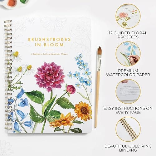 Beautiful Watercolor Workbook for Beginners - Relaxing & Easy to Paint Water Coloring Book with Floral Designs on Premium Paper - Perfect for Gifting to Spark Creativity & Joy for Adults thumbnail 7