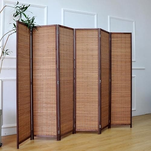 Furnnylane 6 Panel Bamboo Room Divider and Folding Panel Screen,Bamboo Panel Divider for Room Separation,Brown,67" H x 92.1" W thumbnail 5