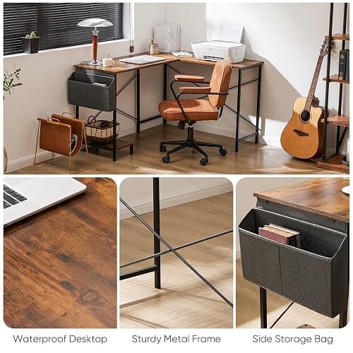 Sweetcrispy L Shaped Desk - Computer Corner Gaming PC Table with CPU Stand Side Bag for Home Office Dorm Sturdy Writing Workstation thumbnail 7