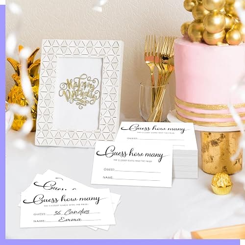 Gethelud 60 PCS Guess How Many Game Cards, Baby Shower Jar Guessing Tickets Game for Guests Bridal Shower, Birthday Party (3.5” x 2”) thumbnail 2