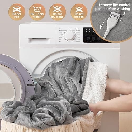 EHEYCIGA Heated Blanket Electric Throw - Heating Blanket with 9 Heating Levels & 10 Hours Auto Off, Soft Cozy Sherpa Washable Throw with Fast Heating, 50 x 60 Inches thumbnail 3