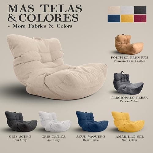 Aiire Fauteuil Pouf Salon Moderne - Pouffe Géant Interieur Adulte ou Ado avec Remplissage pour Décoration de la Chambre – Gros Bean Bag XXL ou Coussin de Sol Beige thumbnail 7