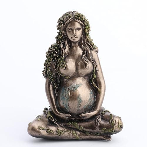 Veronese Design 2.5" Mother Earth Gaia Sitting Lotus Pose Resin Figurine Painted Bronze Finish - Image 1