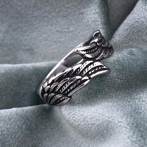 Silver Vintage Angel Wing Ring Stainless Steel Feather Band Rings Jewelry for Women&Men Size 7-11 thumbnail 2