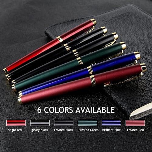 Zalantan Fountain Pen, luxury pens,Fine point smooth writing pens for journaling fancy pens with Gift Case 10 black ink cartridges an ink converte nice pens metal pen writer gifts（Red） thumbnail 6
