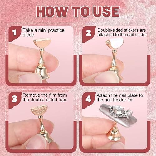 Aeaocvo 2 Set Wooden Nail Stand for Press Ons, Practice Nail Holder for Painting Nails, Fake Nails Holder with 200 Pieces Double-Sided Tape for Home Diy Salon Supplies thumbnail 5