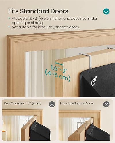 SONGMICS Over-the-Door Organizer, 5-Tier Door Hanging Storage Shelf, Heavy-Duty Closet Hanging Organizer Foldable, Transparent, Pockets, Metal Hooks, Ink Black URDH010BH01 thumbnail 7