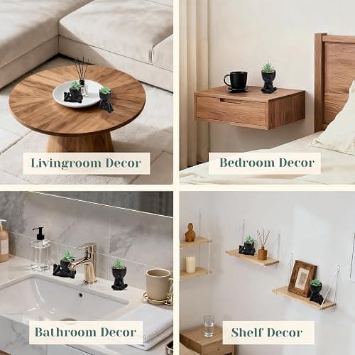 Der Rose 3Pcs Fake Plants Cute Artificial Succulent Faux Plants for Home Bathroom Bedroom Living Room Office Desk Shelf Black Decor Indoor Aesthetic thumbnail 4