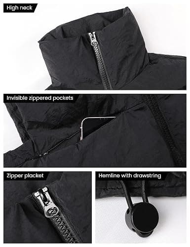 UANEO Cropped Puffer Vest Women Zip Up Stand Collar Sleeveless Padded Crop Puffy Vests thumbnail 3