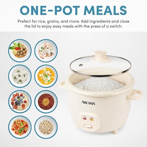 AROMA CoreCoat Pot-Style Rice Cooker with One-Touch Control and Non-Stick Ceramic Coating (6 Cups Cooked, 3 Cups Uncooked) thumbnail 4