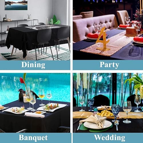 VidaFete 2 Pack 90*132inch Rectangle Tablecloth Polyester Table Cloth，Stain Resistant and Wrinkle Polyester Dining Table Cover for Kitchen Dinning Party Wedding Rectangular Tabletop Decoration(Black) thumbnail 6