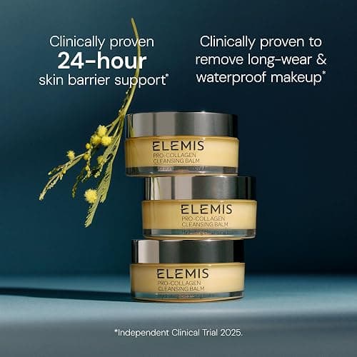 ELEMIS Pro-Collagen Cleansing Balm Makeup Remover, Hydrating Facial Cleanser, Oil Cleanser, Oil Makeup Remover, Deep Cleanse | 3-in-1 luxury facial cleanser and makeup remover. Oil cleanser for a deep cleanse. Ideal for sensitive, dry and delicate skin thumbnail 3