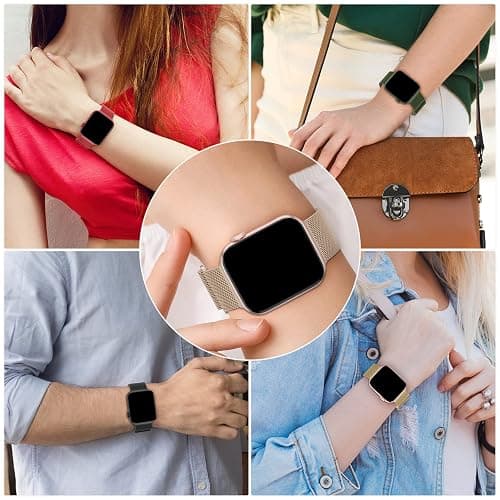 3 Pack Mesh Metal Band Compatible with Apple Watch Band 38mm 40mm 41mm 42mm 44mm 45mm 46mm 49mm, Stainless Steel Magnetic Loop Strap for iWatch Ultra 3 2 1 Series 11/10/9/8/SE/7/6/5/4/3 Men Women thumbnail 5