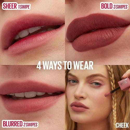 MAYBELLINE Super Stay Teddy Lip Tint, Long Lasting Matte Lipstick For Up To 12HR Wear, Skinnydip, 1 Count thumbnail 4