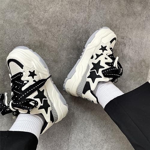 Star Shoes Walking Cute Sneakers for Women Thick Sole Y2K Shoes Walking Shoes Flat Platform Chunky Kawaii Style thumbnail 5