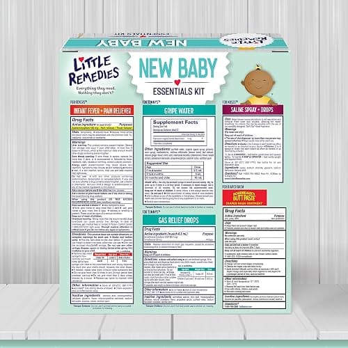 Little Remedies New Baby Essentials Kit with Saline Nasal Spray, Diaper Rash Cream, Gas Relief Drops, Gripe Water & More, Safe for Newborns thumbnail 7