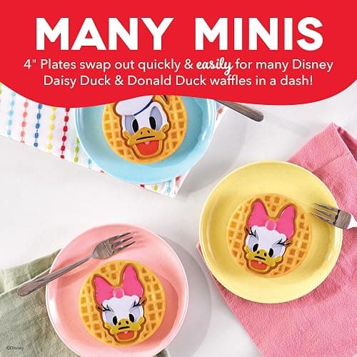 Dash MultiMaker® Mini System Removable Plate Set - Ceramic, Nonstick Replacement Plates for Fun-Shaped Waffle Breakfast - Waffle Maker Not Included - 4-Inch - Two-Pack - Donald & Daisy thumbnail 4