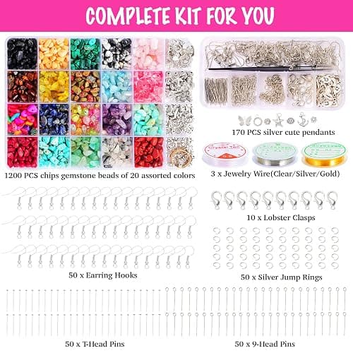 Xmada Jewelry Making Supplies Kit - 1587 PCS Beads, Crystal Beads, Jewelry Pliers, Beading Wire, Earring Hooks, Rings, Bracelets for Girls and Adults thumbnail 2